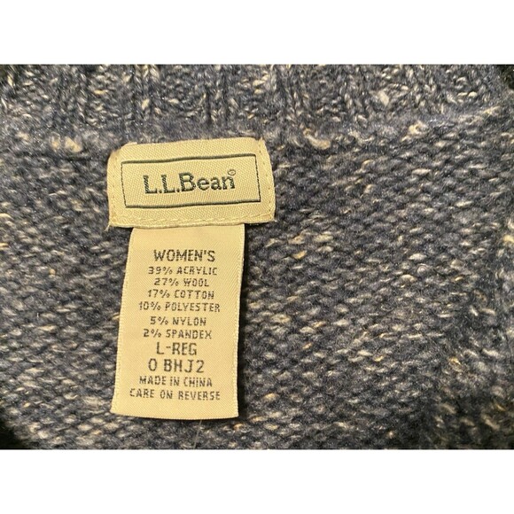 LL Bean Womens Sweater Marled Cardigan Wool Blend Button Front Blue Large NWOT - Picture 3 of 16